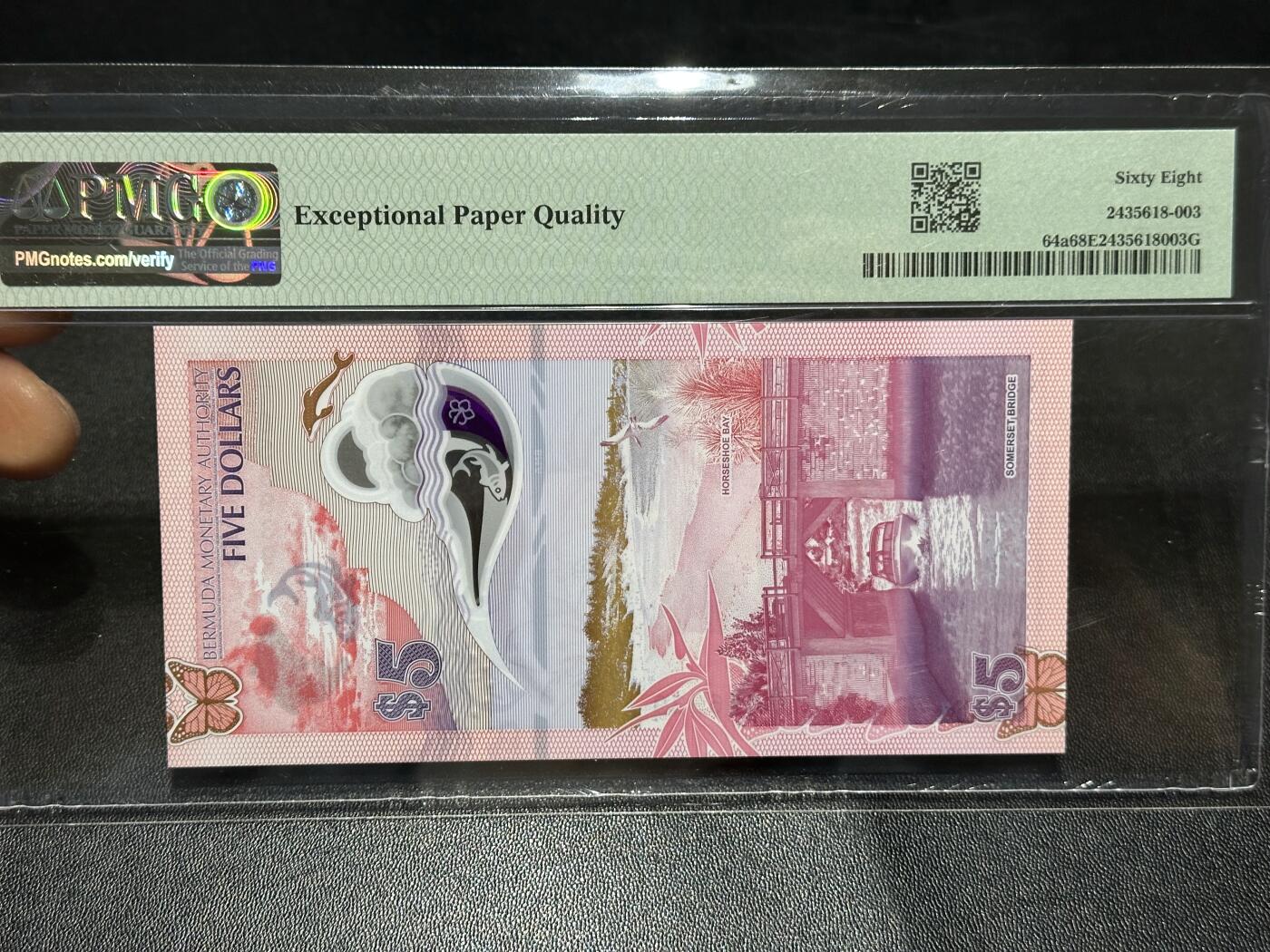 《外钞收藏家》第六百一十四期（精选场）（长期征集拍品、欢迎藏友们联系合作） 2024年百慕大5元 PMG68 高分 A/1冠 无47 获奖钞