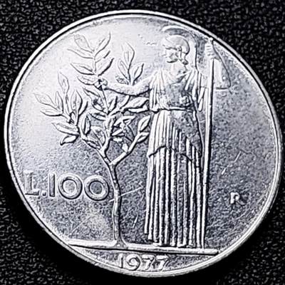 泉币菌-第204场-元宵节专场 本场拍品多 请提前出价 - 意大利早期100里拉 月亮和记忆女神密涅瓦 不锈钢币 27.8mm