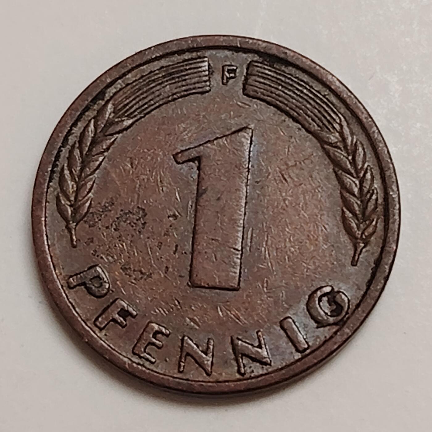 布加迪🐬～世界钱币(上海)🌾第 278 期 /  各国套币和散币 德国🇩🇪 1949年 1芬尼～C1