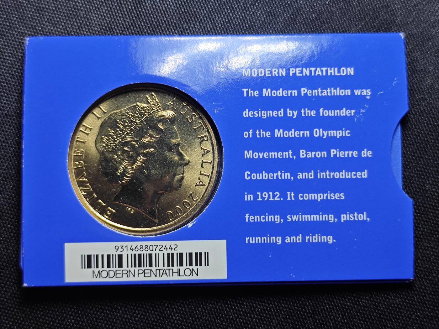 KK钱币收藏小铺   套币 批量/好品散币专场 2月预留时间 周末发货   2000澳大利亚5元奥运纪念币 卡套