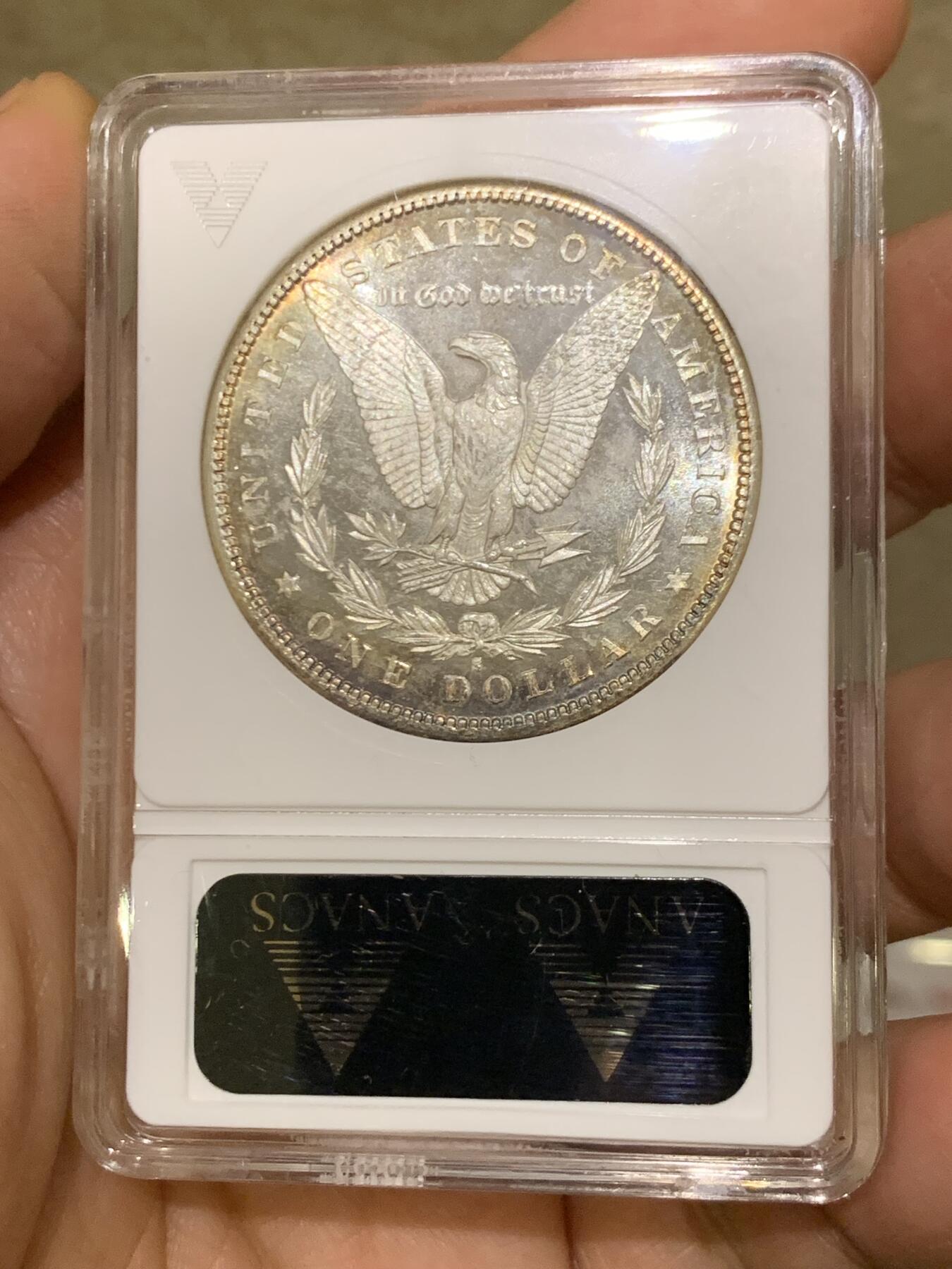 《竞宝斋》第467场 周日，周一 2场连拍 （全场包邮）欢迎送拍 ANACS MS65PL 美国 1881年 摩根一美元银币 绝版小白盒 严评品质 可搏N/P更高分 超强镜面底板 PL中的战斗机