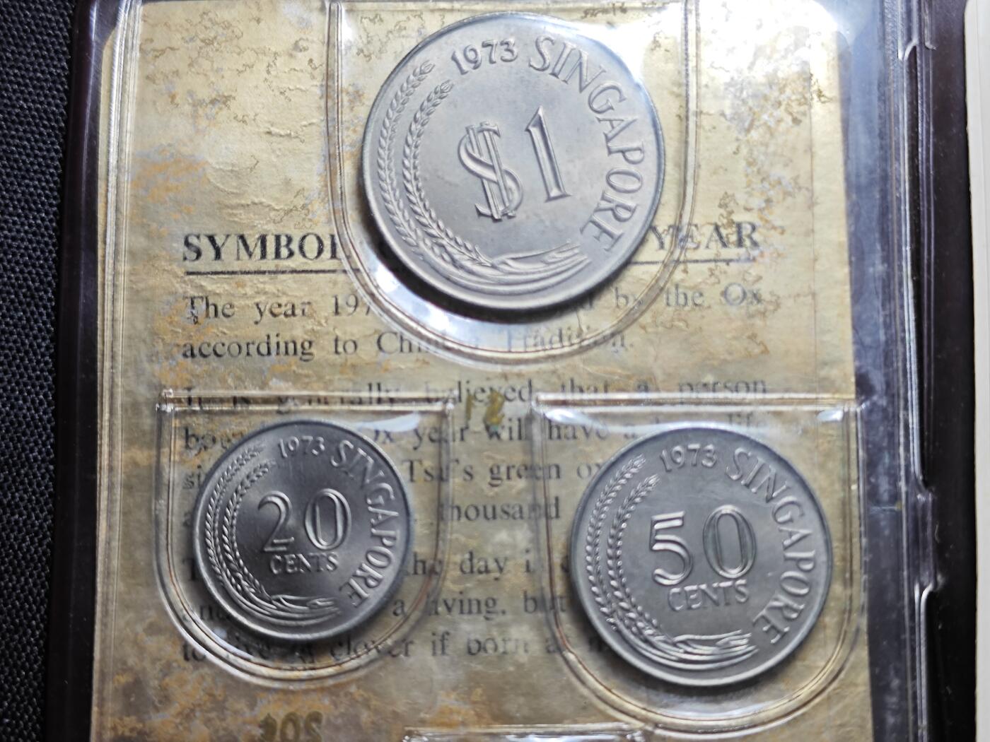 KK钱币收藏小铺   套币 批量/好品散币专场 2月预留时间 周末发货  1973新加坡动物版大小面值清年一套 有粘胶点点破损