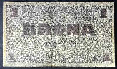 小福收藏拍卖第202期 流通品相裸钞 特惠场 本场全部为欧洲纸币【佣金仅收2% 不设最低佣金 全场包邮】 冰岛 1941年 1克朗 XF-AUNC 罕见品种