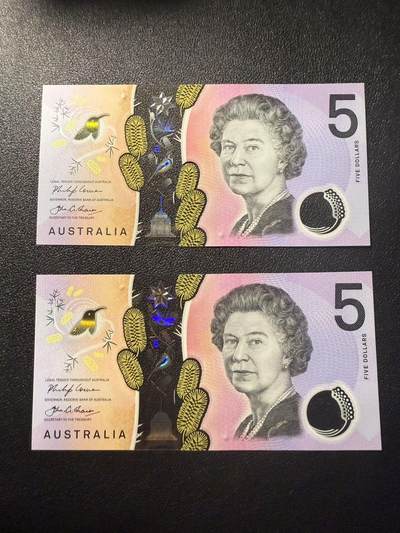 第15期 库存 - 澳大利亚2018年5 两张 全新unc