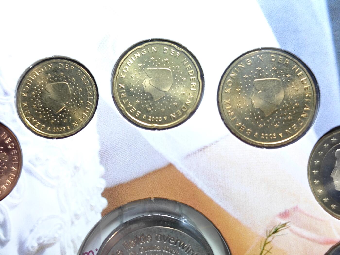 KK钱币收藏小铺   套币 批量/好品散币专场 2月预留时间 周末发货 2003年欧洲运动会纪念 荷兰欧元大小面值清年一套 带纪念章!