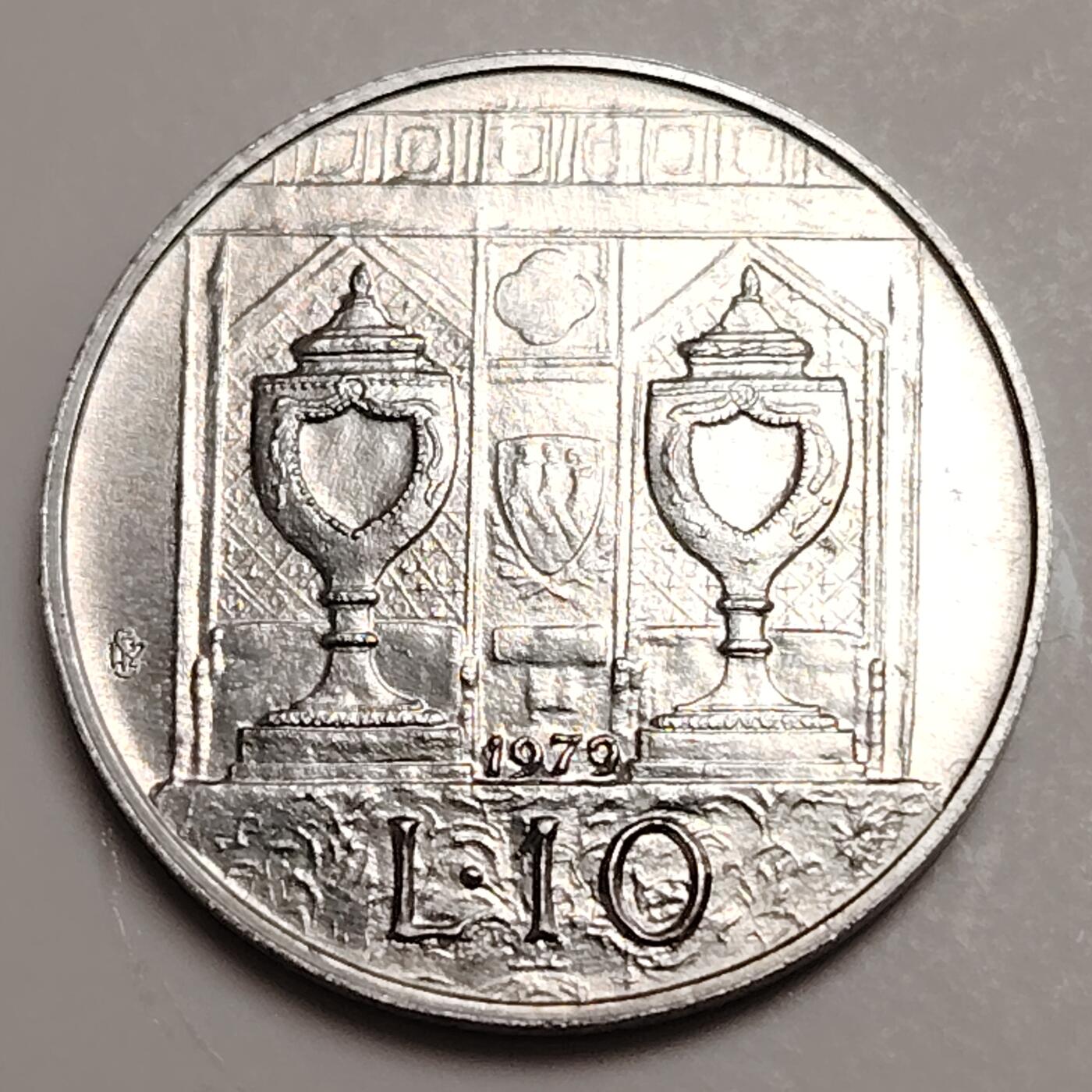 布加迪🐬～世界钱币(上海)🌾第 278 期 /  各国套币和散币 圣马力诺🇸🇲 1979年 10里拉铝币