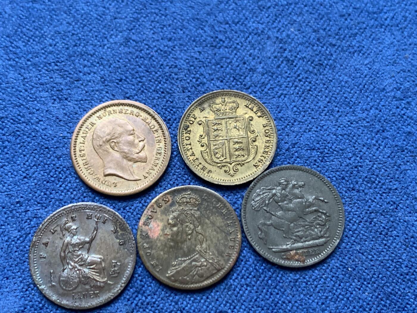 《竞宝斋》第467场 周日，周一 2场连拍 （全场包邮）欢迎送拍 五枚一组 英国乔治三世，维多利亚，爱德华七世，经典马剑，不列颠海神，少见小尺寸代币。