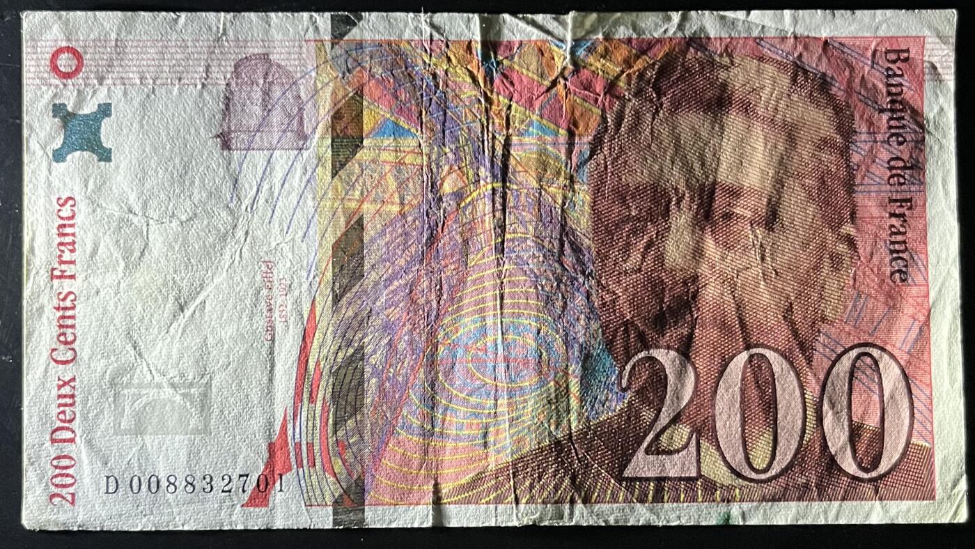 小福收藏拍卖第202期 流通品相裸钞 特惠场 本场全部为欧洲纸币【佣金仅收2% 不设最低佣金 全场包邮】 法国 1996年 200法郎