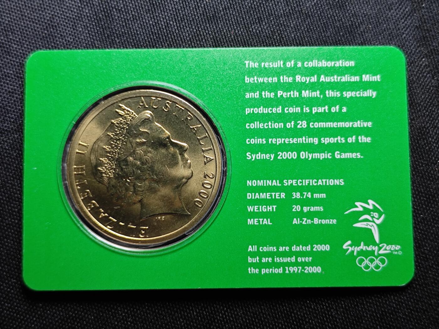 KK钱币收藏小铺   套币 批量/好品散币专场 2月预留时间 周末发货   2000澳大利亚5元奥运纪念币 卡套