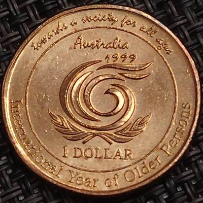 布加迪🐬～世界钱币(上海)🌾第 278 期 /  各国套币和散币 - 澳大利亚🇦🇺 1999年 1元 国际老人年纪念币～C18