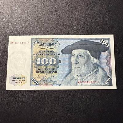 第15期 库存 - 德国1977年100马克 数学家明斯特 全新unc- 边缘轻微潮