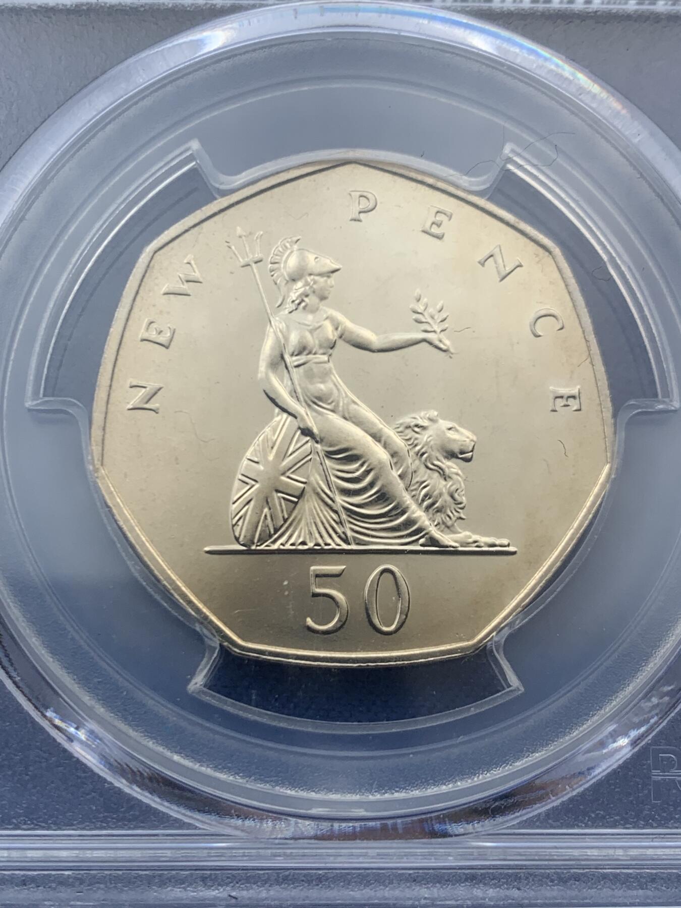 《竞宝斋》第467场 周日，周一 2场连拍 （全场包邮）欢迎送拍 PCGS PR66 英国1971年50新便士