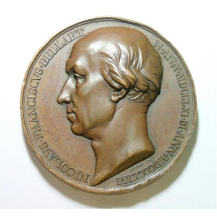 法国1829年 政治家贝拉特高浮雕精制大铜章 光边 50MM