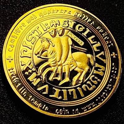 泉币菌-第204场-元宵节专场 本场拍品多 请提前出价 - 纪念章 马剑骑士 金色 纪念品 40×3mm