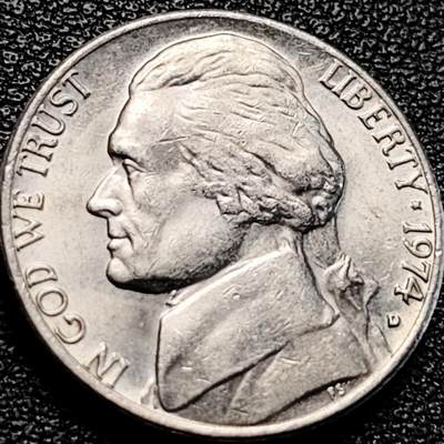 泉币菌-第204场-元宵节专场 本场拍品多 请提前出价 - 美国1974年5美分纪念币 杰斐逊 及 故居蒙蒂塞洛庄园 21mm