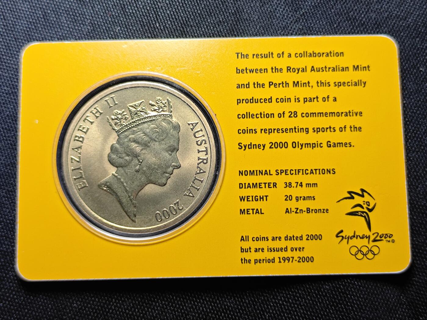 KK钱币收藏小铺   套币 批量/好品散币专场 2月预留时间 周末发货   2000澳大利亚5元奥运纪念币 卡套