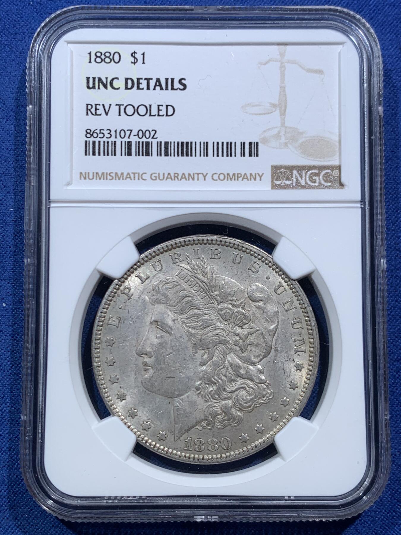 《竞宝斋》第467场 周日，周一 2场连拍 （全场包邮）欢迎送拍 NGC UNCD 美国1880年摩根1美元银币