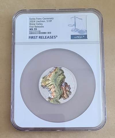 ❤️【币观天下】❤️ 第343期钱币秒杀拍卖场- 2026.3.6周五晚上6点半场 长期征集拍品  - NGC列支敦士登 2024年与瑞士联合百年莱茵河谷地形2盎司彩色银币带证书包装