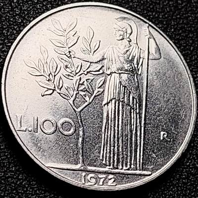 泉币菌-第204场-元宵节专场 本场拍品多 请提前出价 - 意大利100里拉 1972年 种植女神 28mm