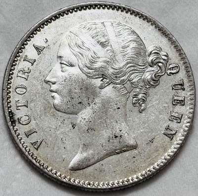 文馨钱币收藏第 295 场，（元宵场）各种银币散币纪念章，长期接代拍业务 - 原光品相 1840 年英属印度小维多利亚时期 1 卢比银币，光度爆炸完美品相，