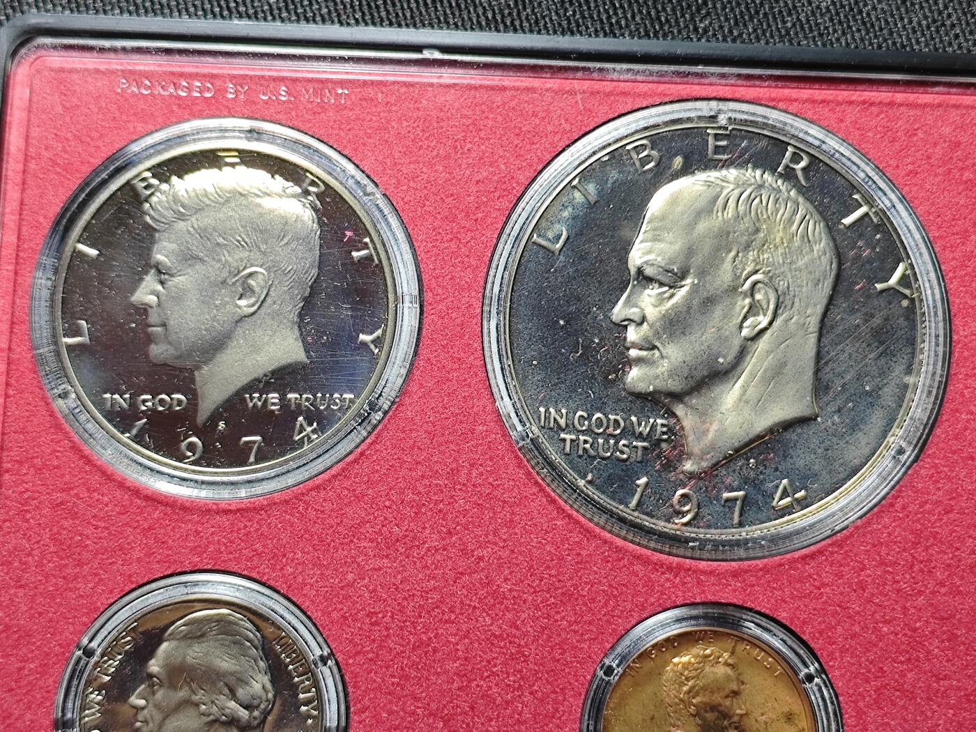 KK钱币收藏小铺   套币 批量/好品散币专场 2月预留时间 周末发货  1974美国大小面值清年精制套币 含艾克大一元精制币