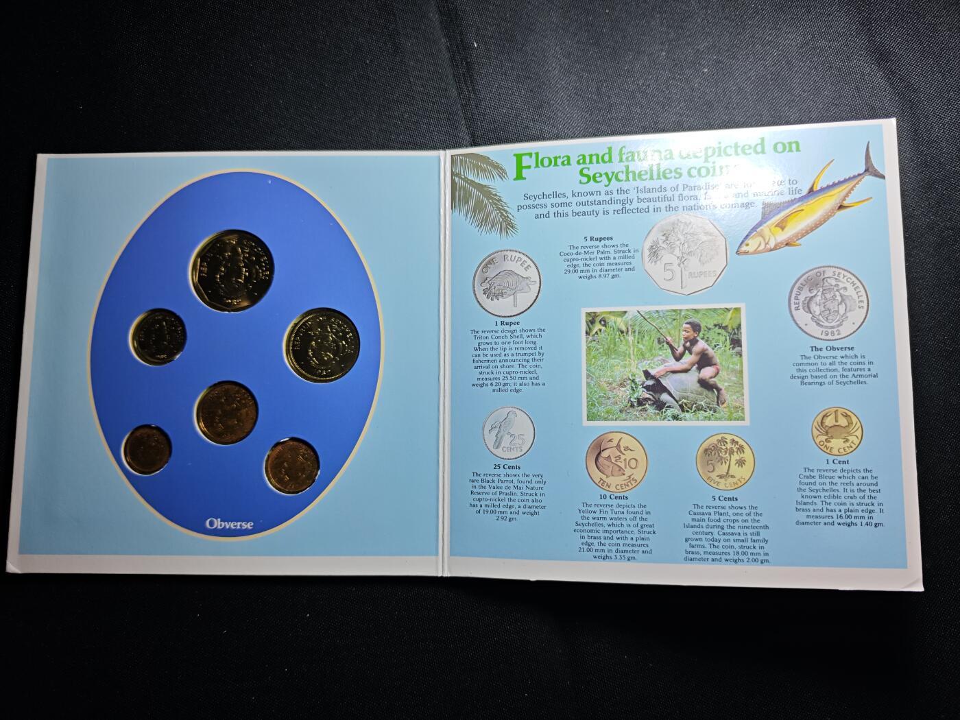 KK钱币收藏小铺   套币 批量/好品散币专场 2月预留时间 周末发货  1982塞舌尔东西面值清年一套