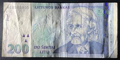 小福收藏拍卖第202期 流通品相裸钞 特惠场 本场全部为欧洲纸币【佣金仅收2% 不设最低佣金 全场包邮】 立陶宛 1997年 200立特