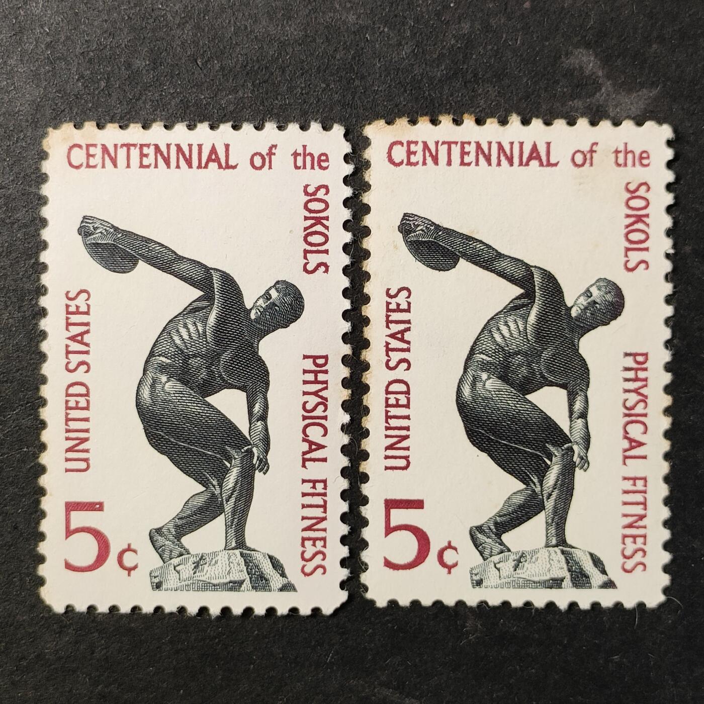 ↓君缘收藏752期☞钱币邮品↓无佣金、可寄存、满30元包邮  美国邮票，1965年美国索科尔体育协会成立100周年邮票雕刻版1全，随机发一枚