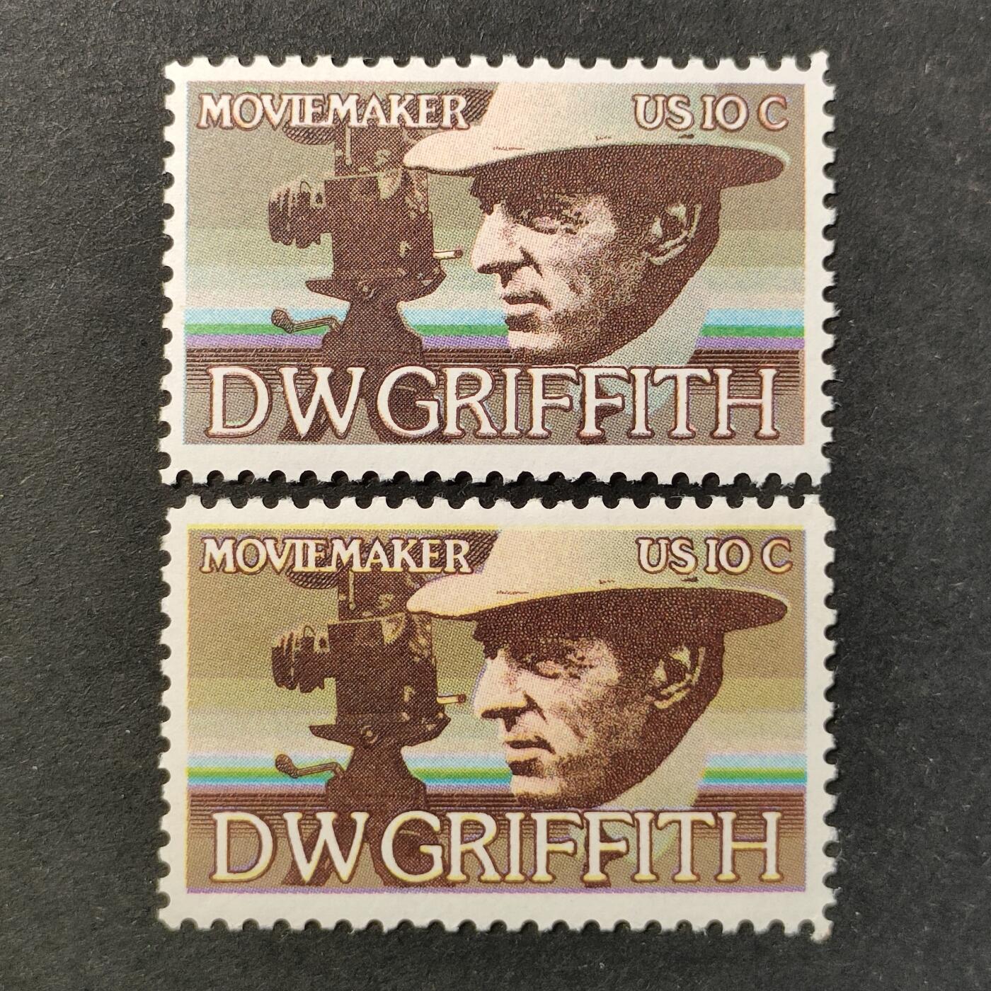 ↓君缘收藏752期☞钱币邮品↓无佣金、可寄存、满30元包邮  美国邮票，1975年美国电影之父大卫·沃克·格里菲斯邮票雕刻版1全，随机发一枚