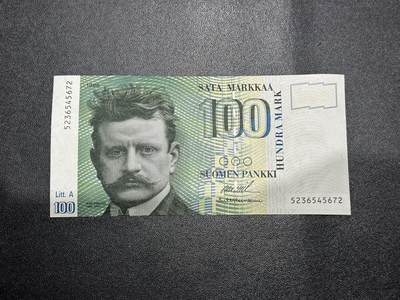 《外钞收藏家》第六百一十四期（精选场）（长期征集拍品、欢迎藏友们联系合作） - 1986年芬兰100克朗 中间有点软榻 疑似有瑕疵