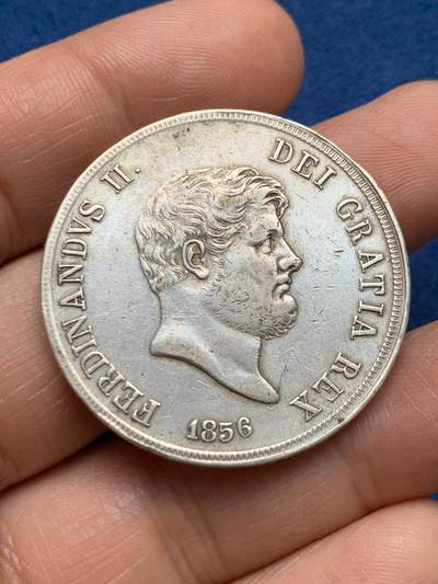 《竞宝斋》第467场 周日，周一 2场连拍 （全场包邮）欢迎送拍 - 意大利1856年那不勒斯西西里120G大银币