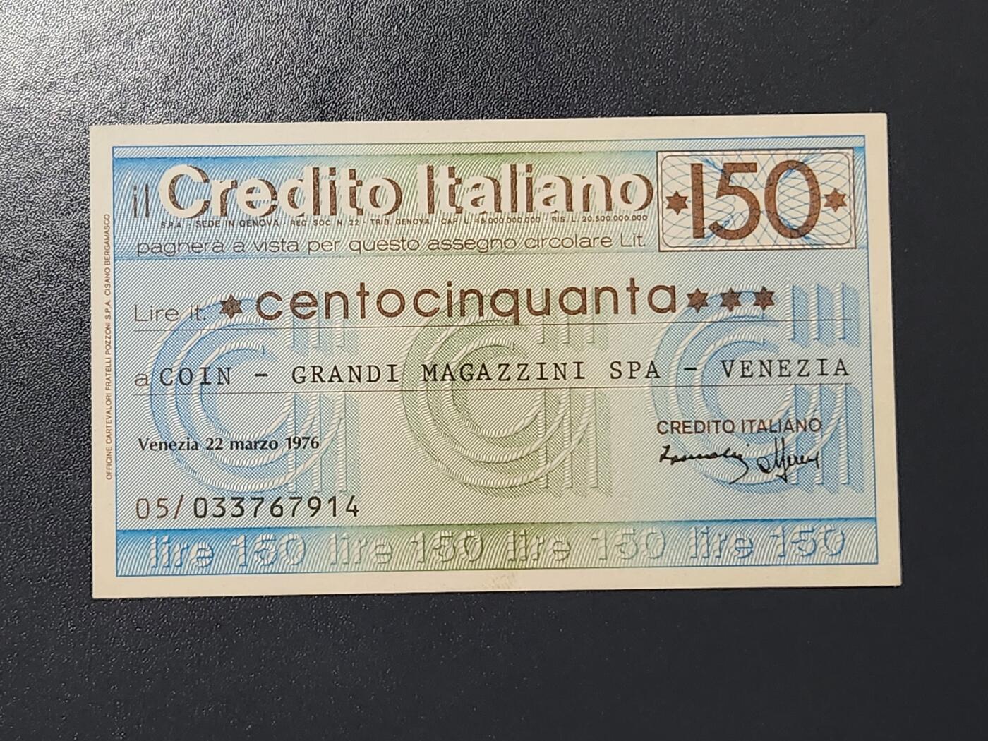 3月2号晚上8点 外国纸币自动截拍第33场 全新UNC 意大利 1976年150里拉