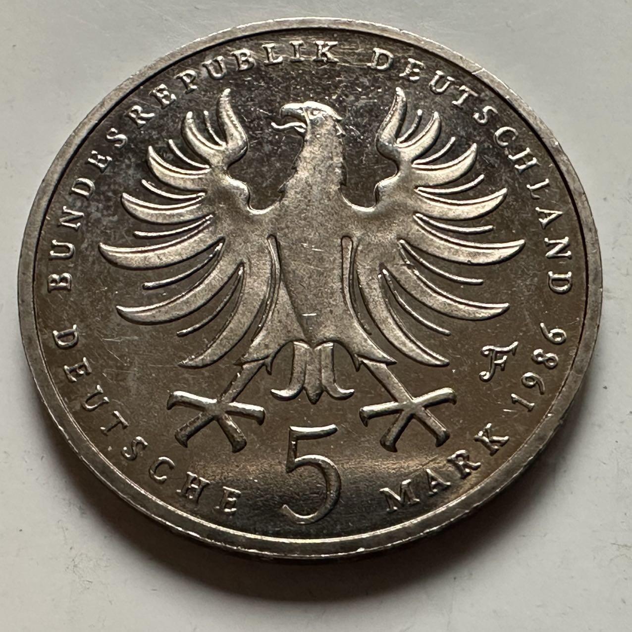 🌹外币初藏🌹🐯2026年第23场  每周二四六晚8️⃣点 接代拍 联邦德国1986年5马克 腓特烈大帝逝世200周年纪念币