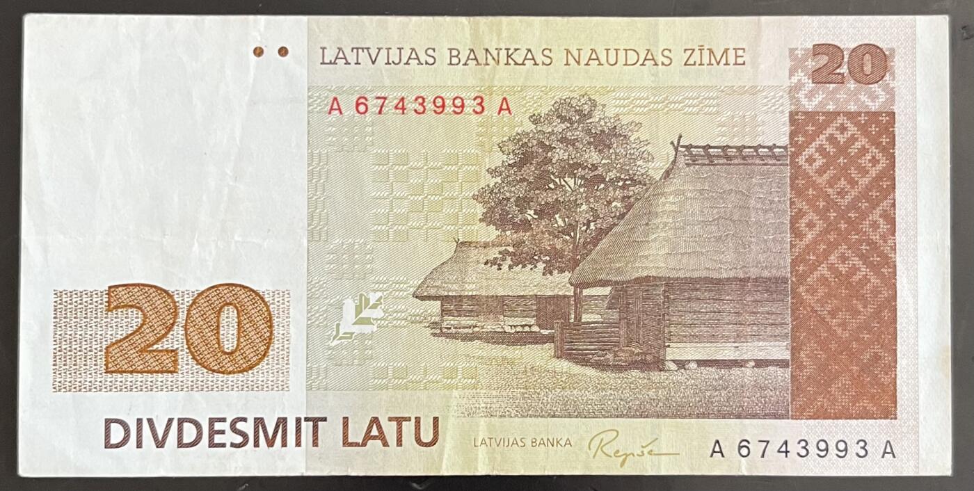 小福收藏拍卖第202期 流通品相裸钞 特惠场 本场全部为欧洲纸币【佣金仅收2% 不设最低佣金 全场包邮】 拉脱维亚 1992年 20拉特 首版 少见