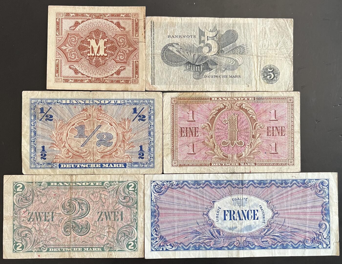 小福收藏拍卖第202期 流通品相裸钞 特惠场 本场全部为欧洲纸币【佣金仅收2% 不设最低佣金 全场包邮】 美国军票 1组6张