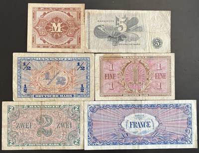 小福收藏拍卖第202期 流通品相裸钞 特惠场 本场全部为欧洲纸币【佣金仅收2% 不设最低佣金 全场包邮】 德国军票 1组6张