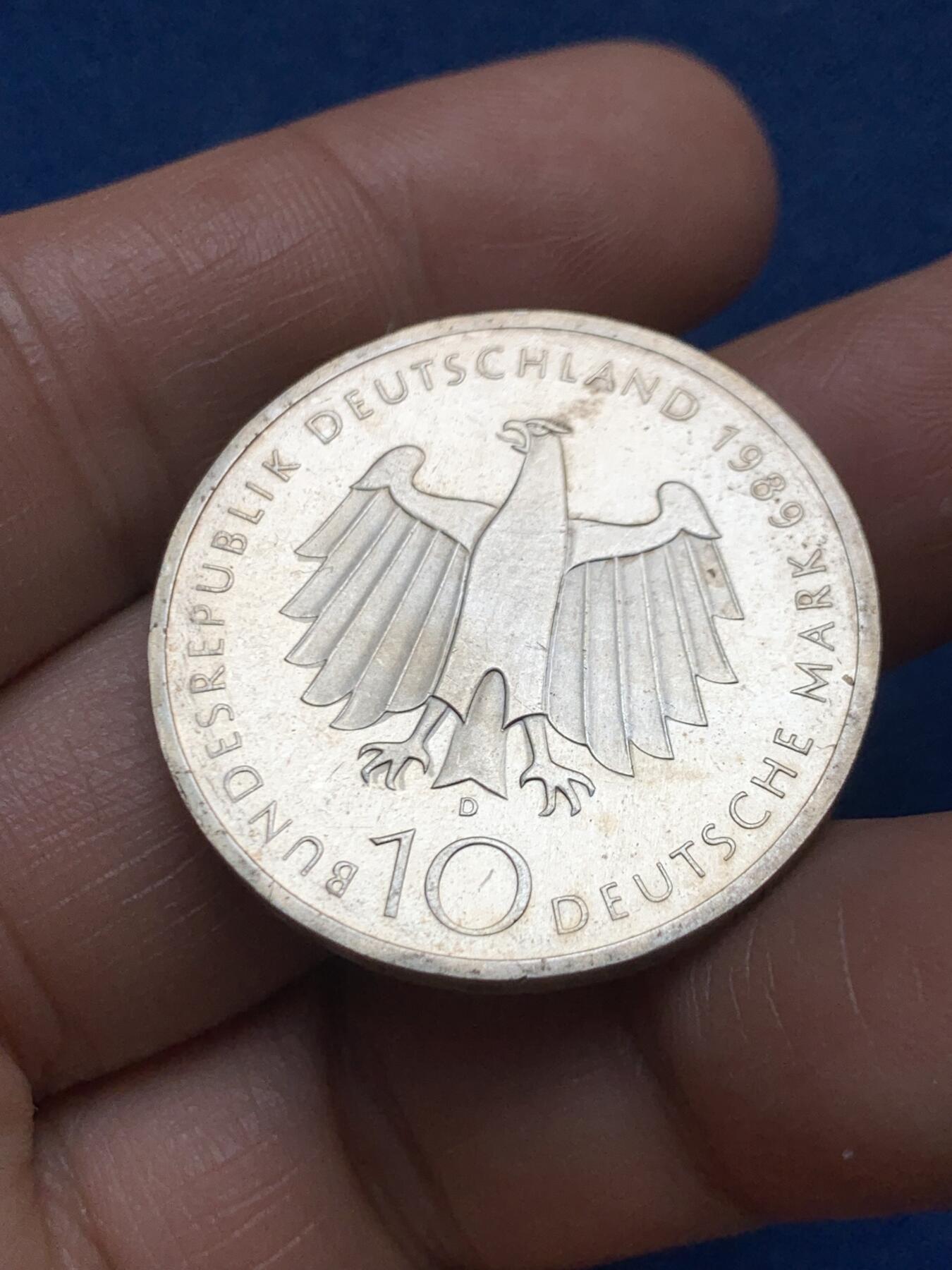 《竞宝斋》第467场 周日，周一 2场连拍 （全场包邮）欢迎送拍 德国1989年波恩市2000周年纪念10马克银币 625银 15.35克