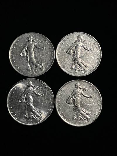 1法郎硬币 一组四枚品相完好 - 1法郎硬币 一组四枚品相完好