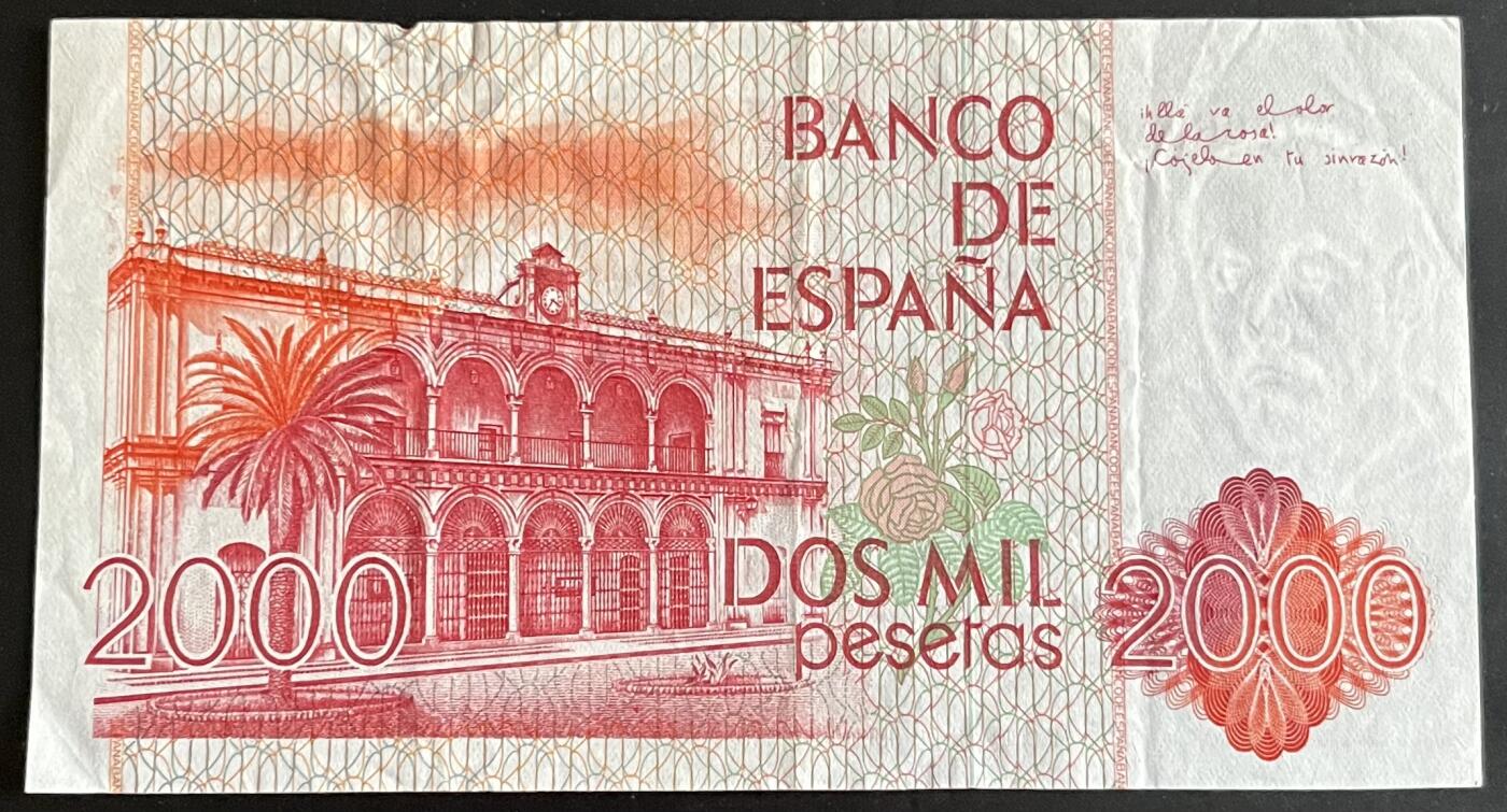 小福收藏拍卖第202期 流通品相裸钞 特惠场 本场全部为欧洲纸币【佣金仅收2% 不设最低佣金 全场包邮】 西班牙 1980年 2000比塞塔