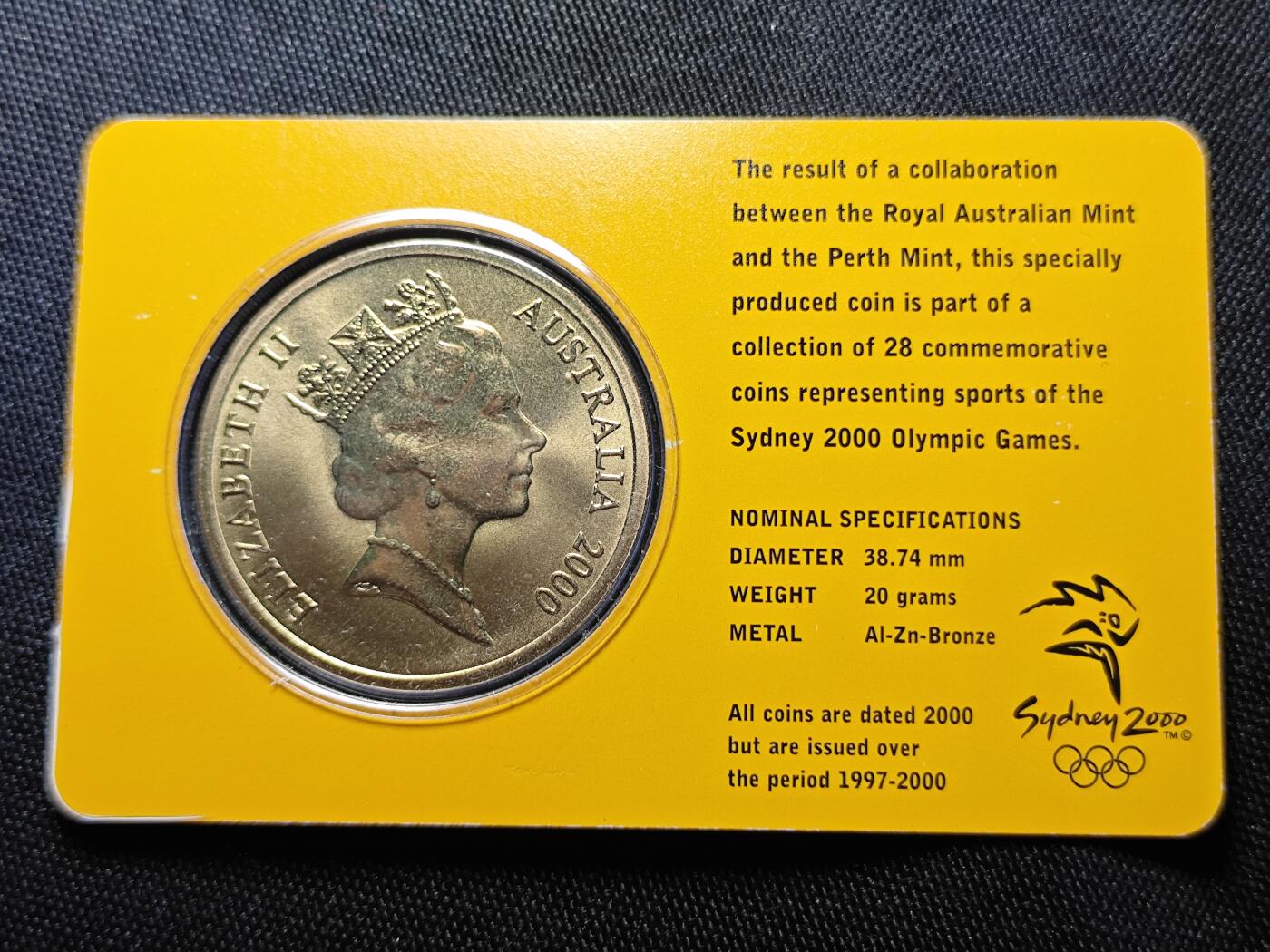 KK钱币收藏小铺   套币 批量/好品散币专场 2月预留时间 周末发货   2000澳大利亚5元奥运纪念币 卡套