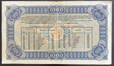 小福收藏拍卖第202期 流通品相裸钞 特惠场 本场全部为欧洲纸币【佣金仅收2% 不设最低佣金 全场包邮】 保加利亚 1945年 1000列弗