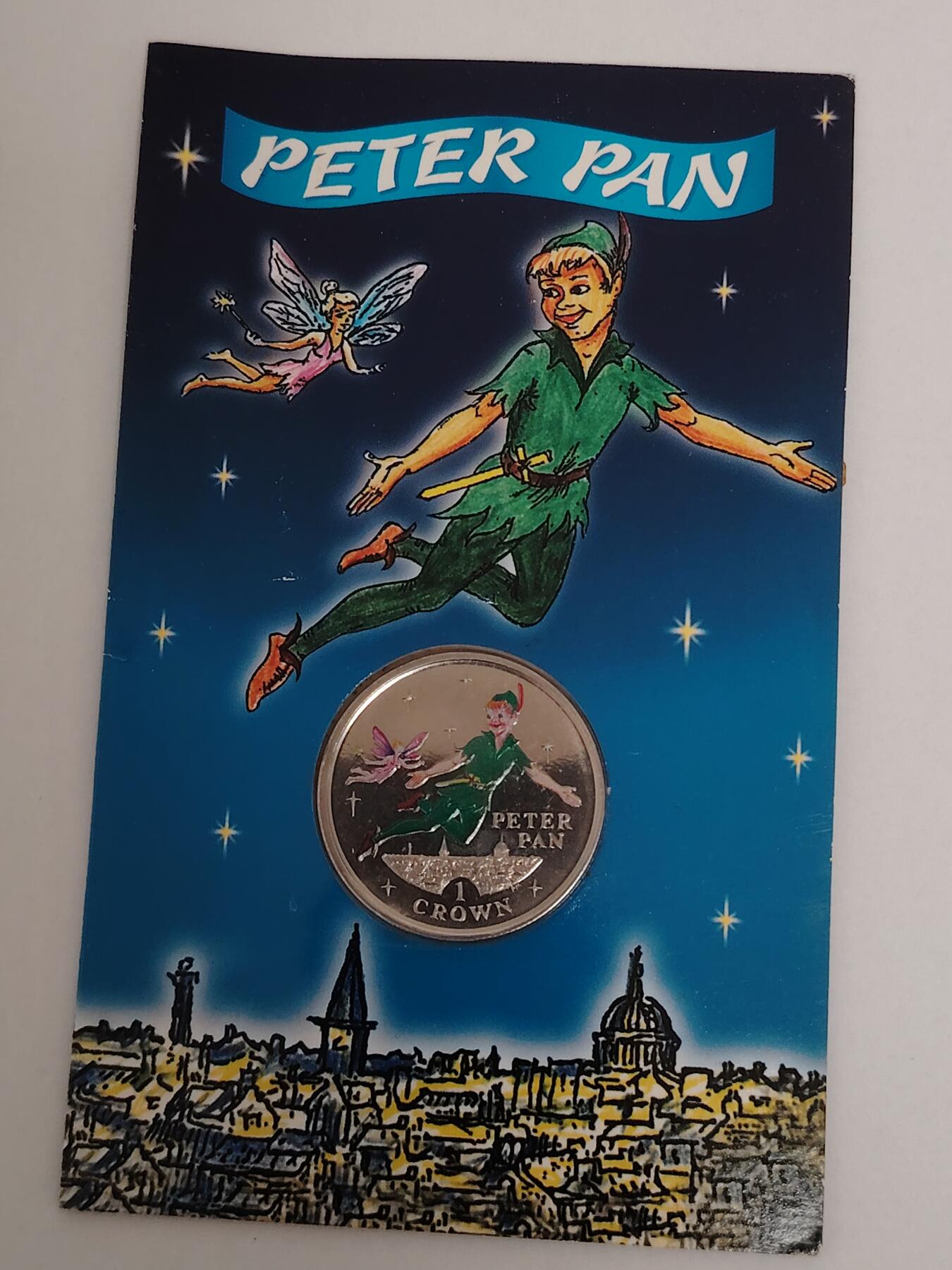 布加迪🐬～世界钱币(上海)🌾第 278 期 /  各国套币和散币 直布罗陀🇬🇮 2002年 1克朗 彼得潘彩色克朗币