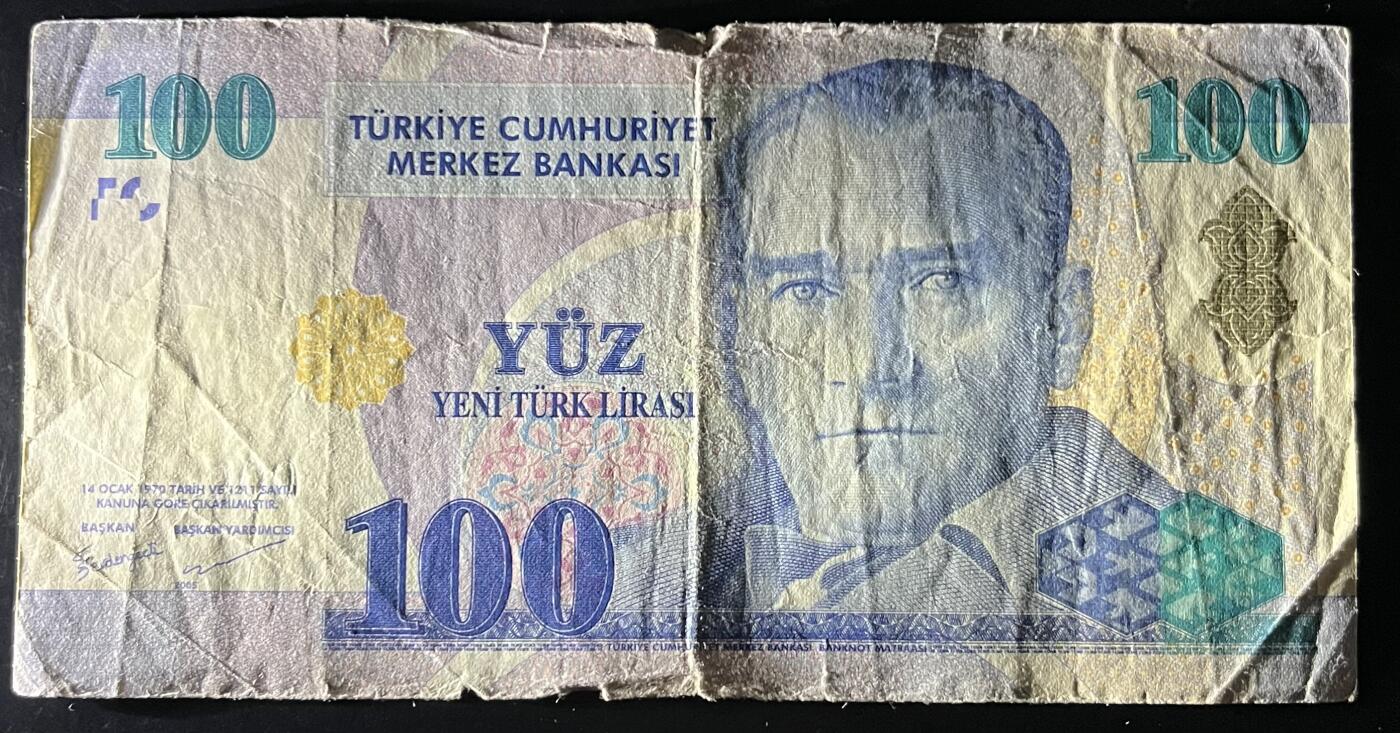 小福收藏拍卖第201期 流通品相裸钞 特惠场 本场拍卖美洲大洋洲非洲亚洲纸币【佣金仅收2% 不设最低佣金 全场包邮】 土耳其 2005年 100里拉 F