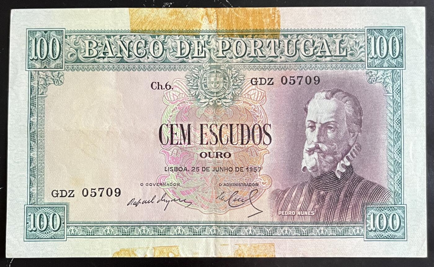 小福收藏拍卖第202期 流通品相裸钞 特惠场 本场全部为欧洲纸币【佣金仅收2% 不设最低佣金 全场包邮】 葡萄牙 1957年 100埃斯库多