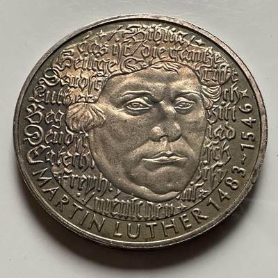 🌹外币初藏🌹🐯2026年第23场  每周二四六晚8️⃣点 接代拍 - 联邦德国1983年5马克 马丁·路德诞辰500周年纪念币