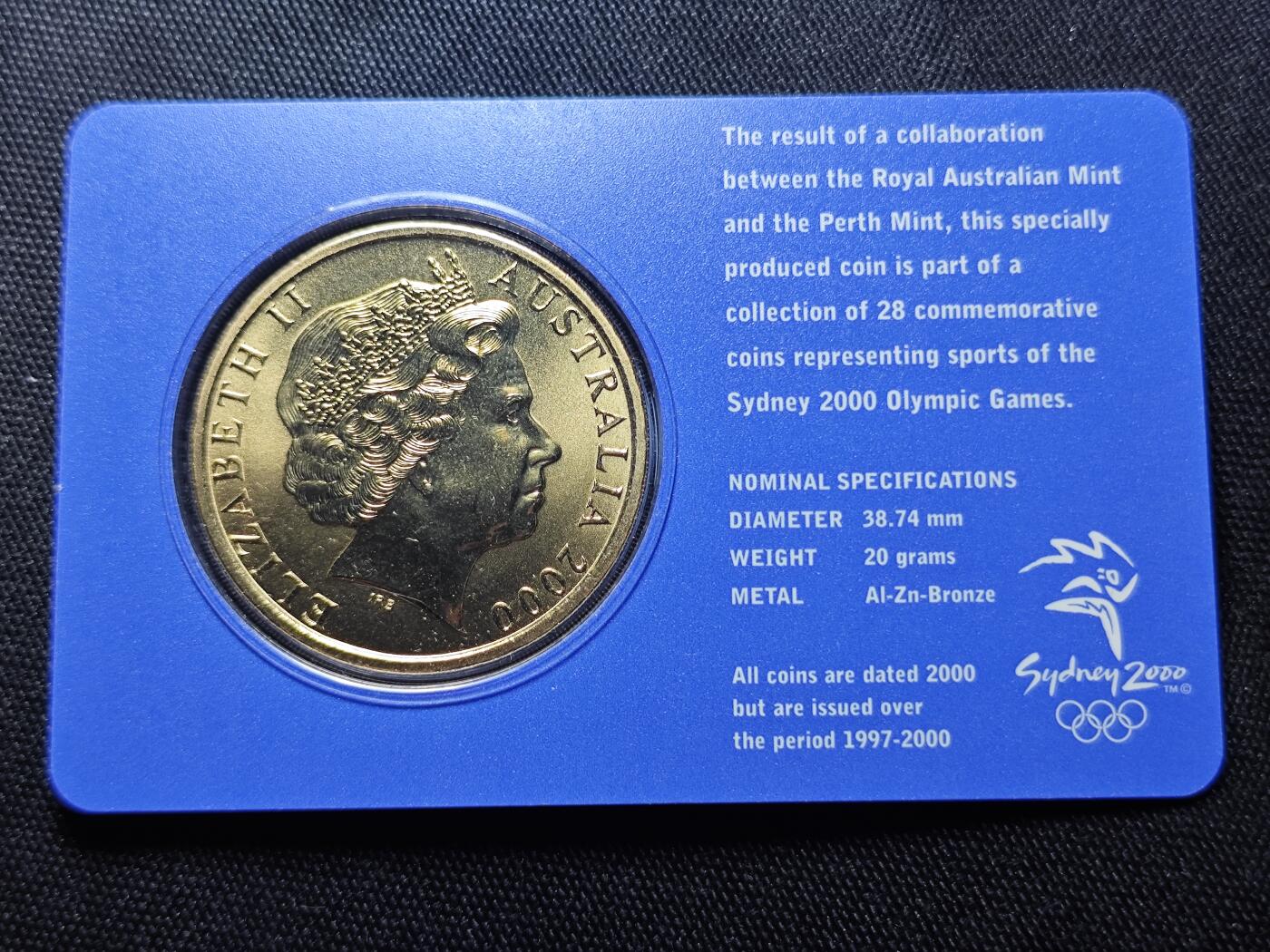 KK钱币收藏小铺   套币 批量/好品散币专场 2月预留时间 周末发货   2000澳大利亚5元奥运纪念币 卡套