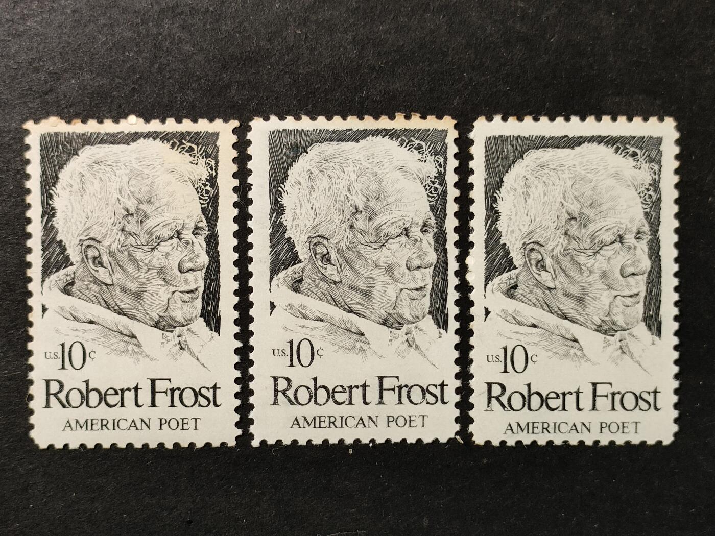 ↓君缘收藏752期☞钱币邮品↓无佣金、可寄存、满30元包邮  美国邮票，1974年抒情诗人罗伯特·弗罗斯特诞辰100周年邮票雕刻版1全，随机发一枚