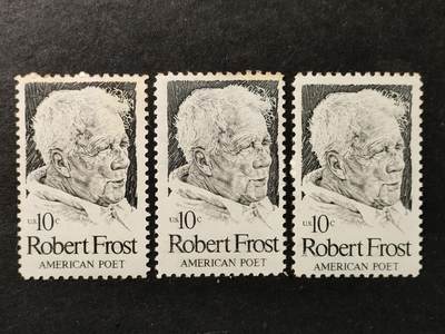 ↓君缘收藏752期☞钱币邮品↓无佣金、可寄存、满30元包邮  - 美国邮票，1974年抒情诗人罗伯特·弗罗斯特诞辰100周年邮票雕刻版1全，随机发一枚
