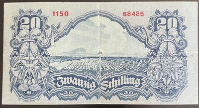 小福收藏拍卖第202期 流通品相裸钞 特惠场 本场全部为欧洲纸币【佣金仅收2% 不设最低佣金 全场包邮】 奥地利 1945年 20先令 AUNC