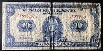 小福收藏拍卖第202期 流通品相裸钞 特惠场 本场全部为欧洲纸币【佣金仅收2% 不设最低佣金 全场包邮】 荷兰 1943年 10盾